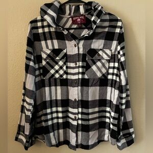 Hippie Rose Monochrome Plaid Hoodie Shirt size medium CabinCore vibes